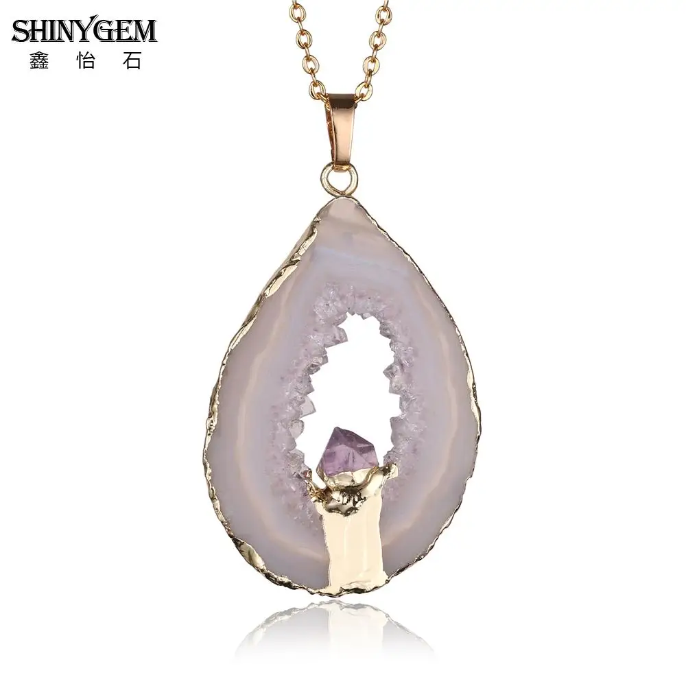Ожерелье ShinyGem с подвеской из черного и коричневого агата небольшое ожерелье
