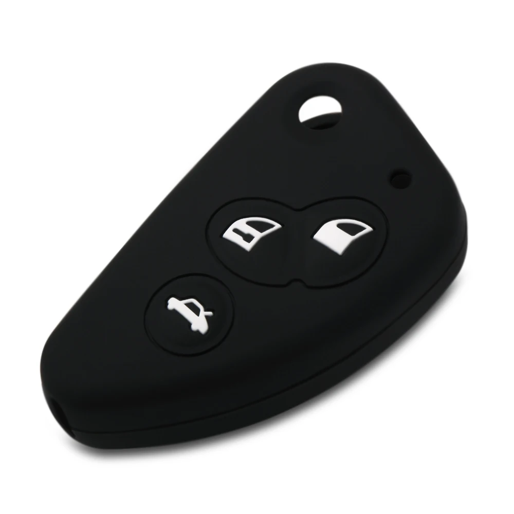 Silicone Чехол для автомобильных ключей для Alfa Romeo 147 159 166 156 JTD TS GT Mito Giulietta, чехол для ключей с 3 кнопками, чехол для ключей - Название цвета: Silicone