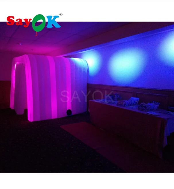 

Sayok Party Wedding Tent Inflatable Photo Booth White 2 Doors with 17 Colors LED Changing Lights for Event Decoration