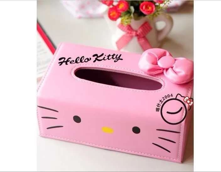 Hello kitty коробка-держатель для салфеток, кожаная коробка для салфеток, водонепроницаемый контейнер для ванной комнаты, коробка для салфеток, автомобильный офисный ящик hello kitty