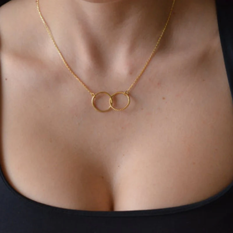 Круглое ожерелье два круга бесконечность Карма ювелирные изделия XL013|necklace