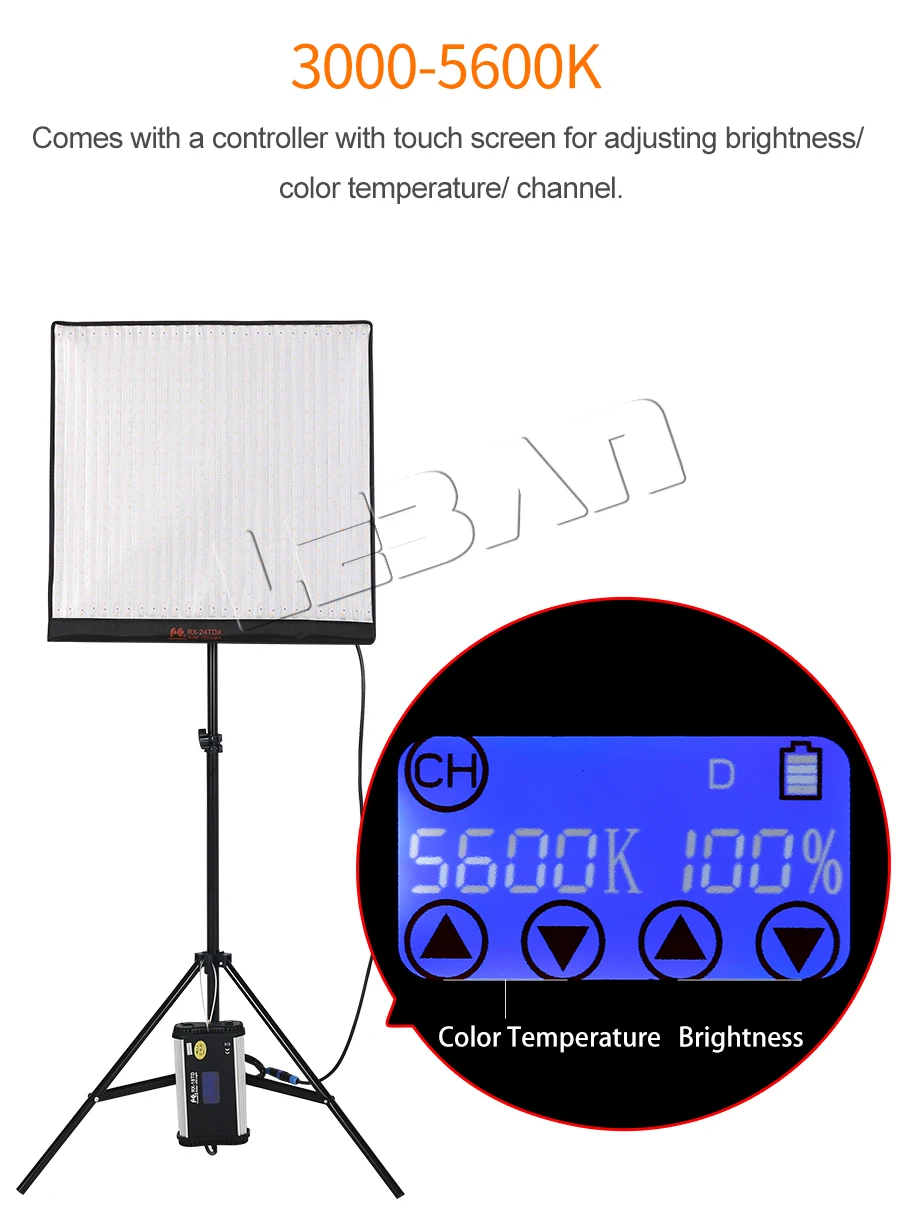 Falcon Eyes RX-24TDX 150W 3000 K-5600 K Цветовая температура Портативный Гибкий светодиодный светильник для фото-и видеосъемки