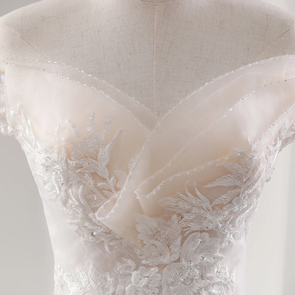 Fansmile New Beading Vintage Quality Lace Wedding Dress Ball Gown Princess Bridal Wedding Gowns Vestido De Noiva FSM-560F