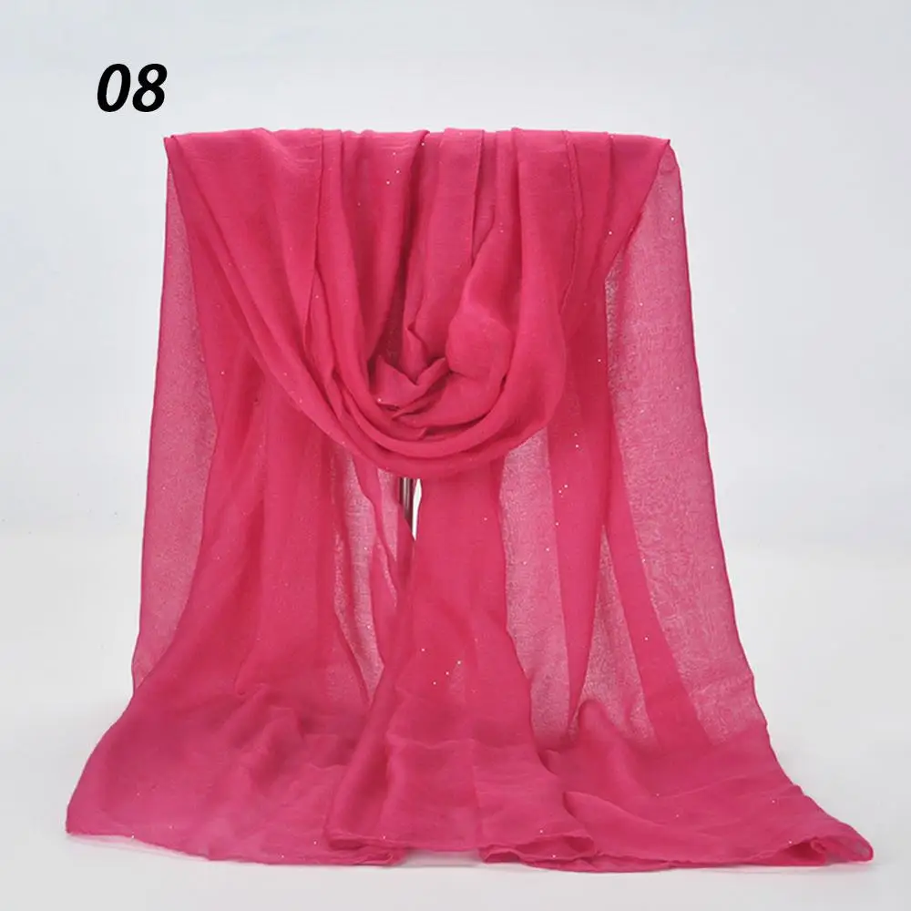 08 Rose Red Sparsil женский весенний Блестящий однотонный шарф мягкие пляжные шали осенние женские тонкие обертки хиджаб шарфы 180*90 см универсальные - Цвет: 08 Rose Red