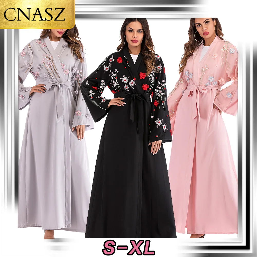 Abaya модный Дубай кафтан арабский мусульманский Женский Длинный Цветочный кимоно