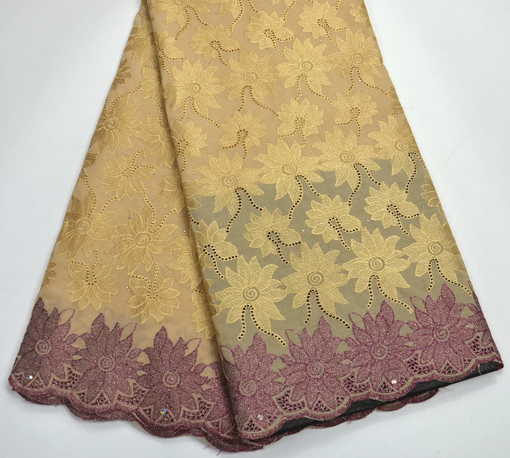 

Latest 100% GOLD Swiss Voile wedding lace fabric 5 yards For Tradtional Wedding
