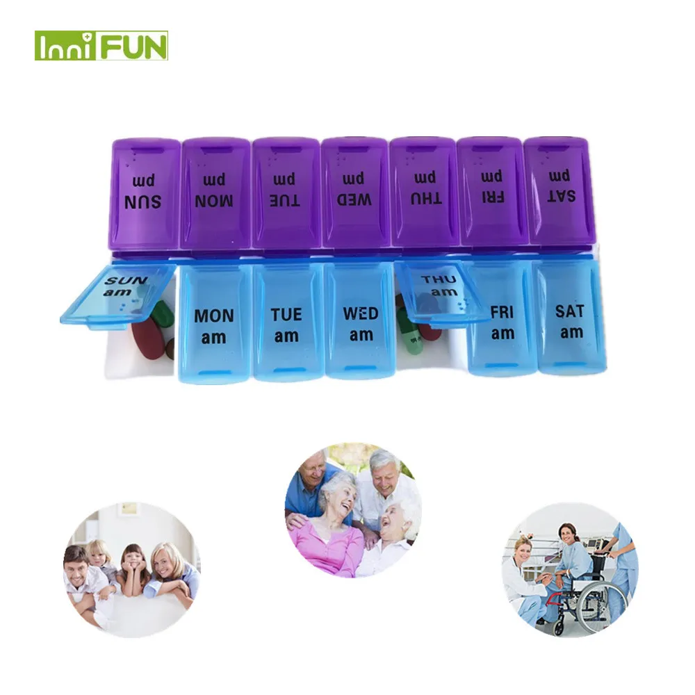 

7 Days Pill Case Medicine Storage Tablet Pill Box With Clip Lids Medicine Organizer Pill Case Splitters Storage Dispenser Weekly