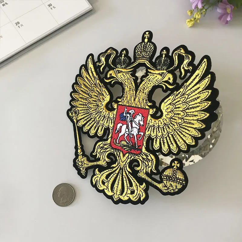 Изящные русские нашивки с национальной эмблемой на железной тубе с золотым орлом, значки с вышивкой, изящное пальто, аксессуары для одежды, байкерские нашивки D