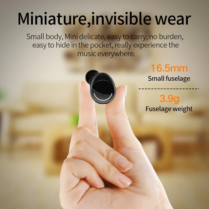 Mini Bluetooth V5.0 Earphones 3D Stereo Wireless Earphones HiFi Deep Bass Touch Sports Earbuds Portable Dual Headsets with Mic