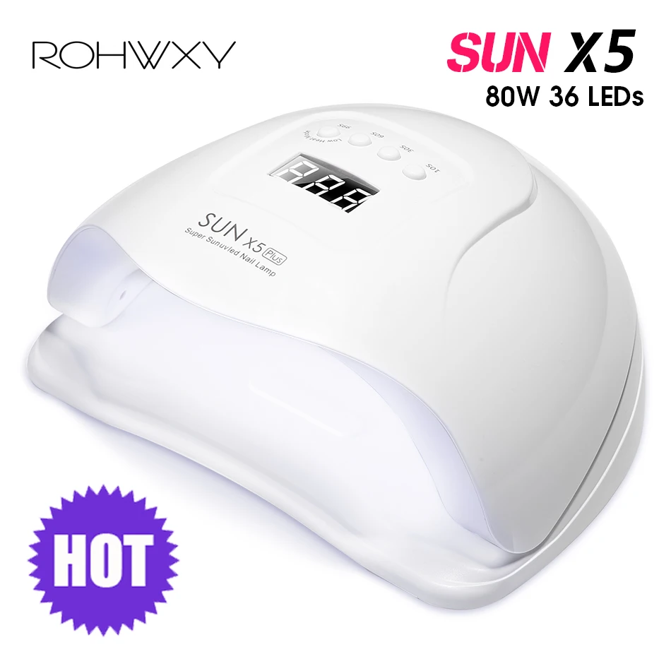 Сушилка для ногтей ROHWXY SUN X5 54 Вт/36 Вт УФ-светодиодная лампа ЖК-дисплея маникюра