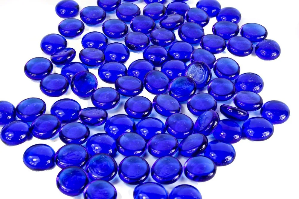 

Approx 50 Pieces Flat Cobalt Blue Marbles, Pebbles 250G for Vase Filler, Table Scatter, Aquarium Decor