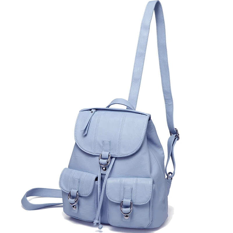 Mini-sky Blue VASCHY мини кожаный рюкзак для женщин повседневный мягкий женский рюкзак кошелек Роскошный рюкзак для девочек рюкзак на шнурке - Цвет: Mini-sky Blue