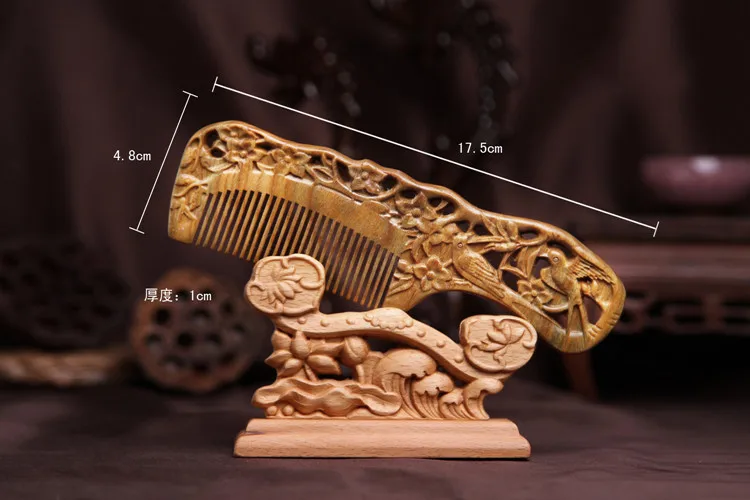 20pcs Magpie plum blossom green sandalwood comb wood carving combs whole massage health | Красота и здоровье