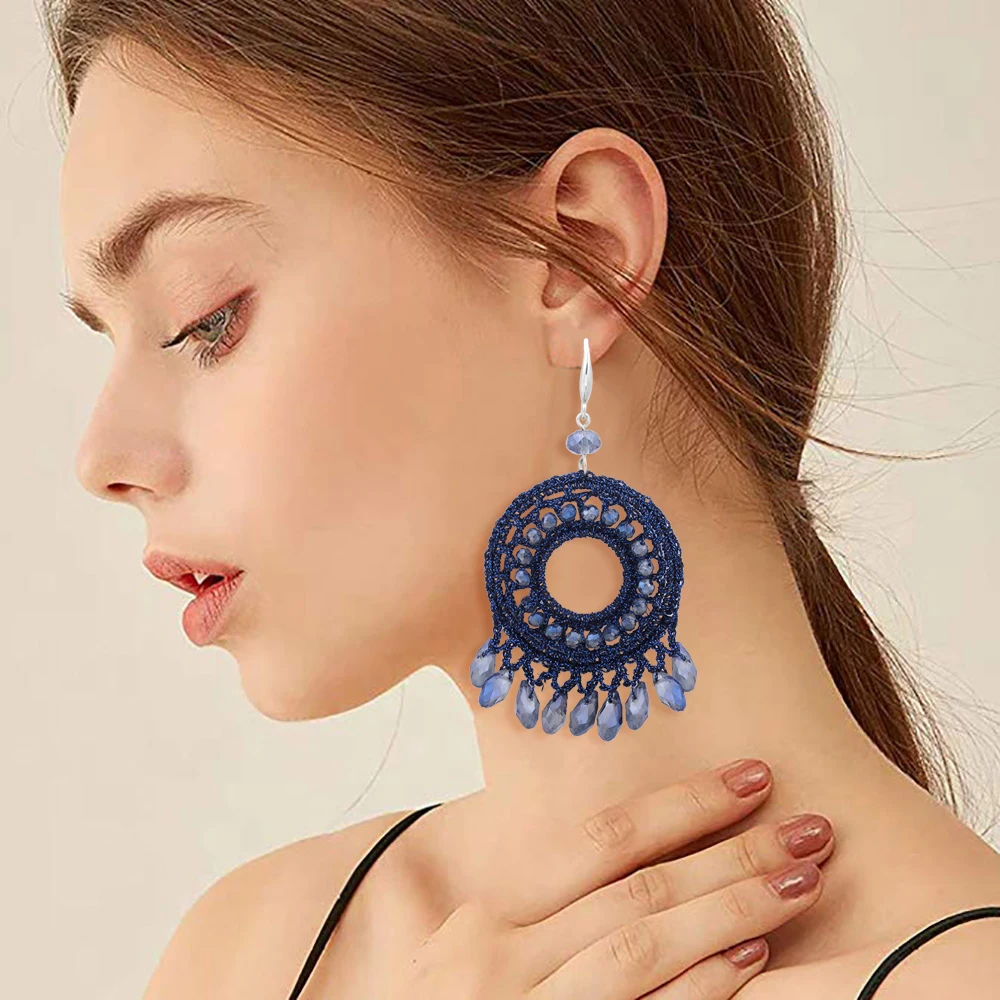 Богемные плетеные вручную акриловые Подвесные серьги ювелирные изделия модные