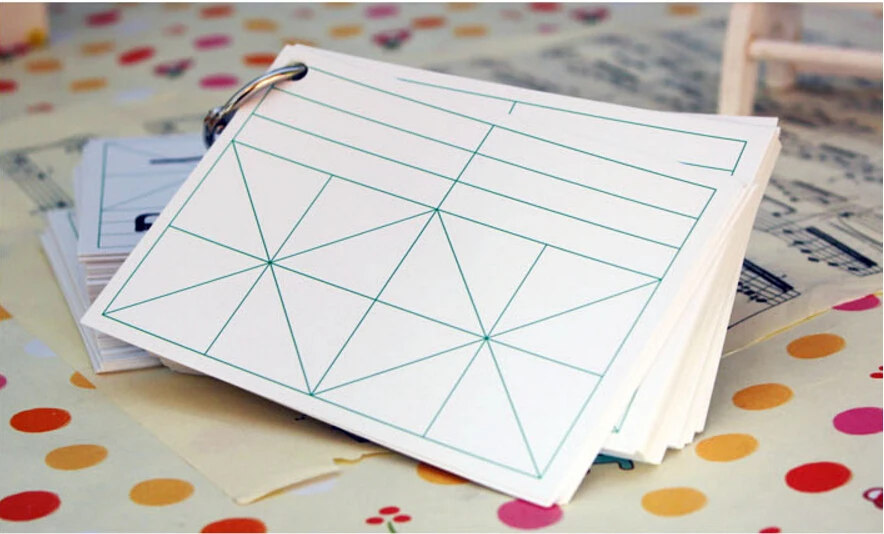 Портативный блокнот в белую клетку риса пиньинь карточки с китайскими