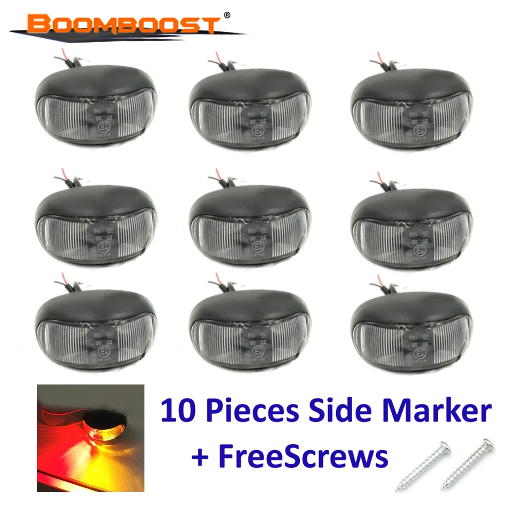 10PCS Side Marker Trail Lights Turn Lamps For Truck 2 LED Lamp Beads Wide Voltage 10-30V Bright Piranhas Light Red-Yellow Color |