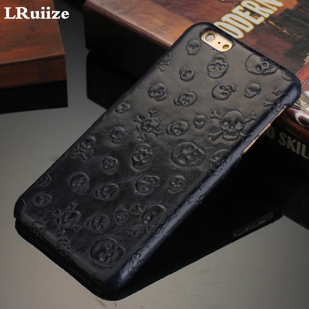 LRuiize натуральная коровья кожа Тонкий чехол для iPhone 8 7 6s/Plus 5S SE 3D чехол Ужасы пираты черепа чехол для телефона s