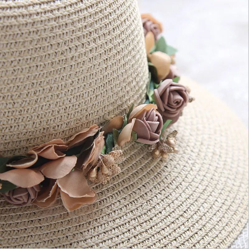 2018 лето новый цветок ручной работы соломенная шляпа женщин гирлянда sunbonnet Панама