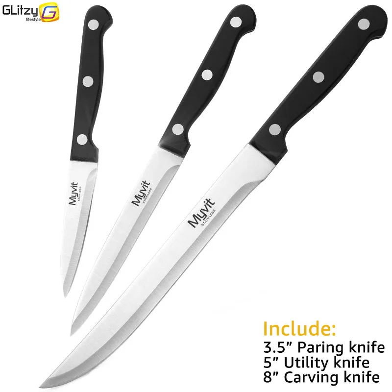 Carving Knife set Набор кухонных ножей для очистки овощей, набор кухонных ножей шеф-повара, японский 3,5 5 8 дюймов 3CR14 420C, инструменты для приготовления пищи из нержавеющей стали - Цвет: Carving Knife set