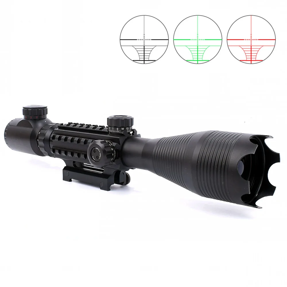 

4-16x50 Red Green Lens Illuminated Reticle Riflescope Sniper Scope Black 20mm Rail 2018 Fishbone Mounts For Hunting