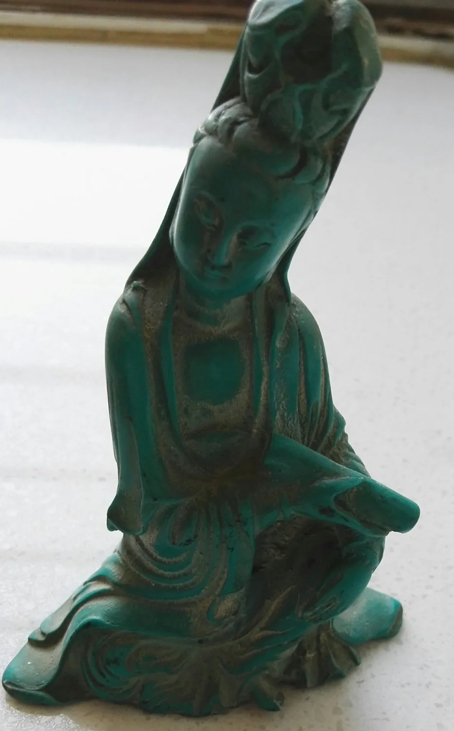 

china charming Turquoise Guanyin Buddha carving statue