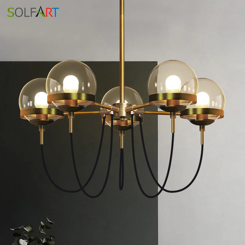 

Glass Chandeliers Lighting Fixtures Iron Lamps Retro Style Lustre Luminaire Loft Modern Chandelier Ceiling