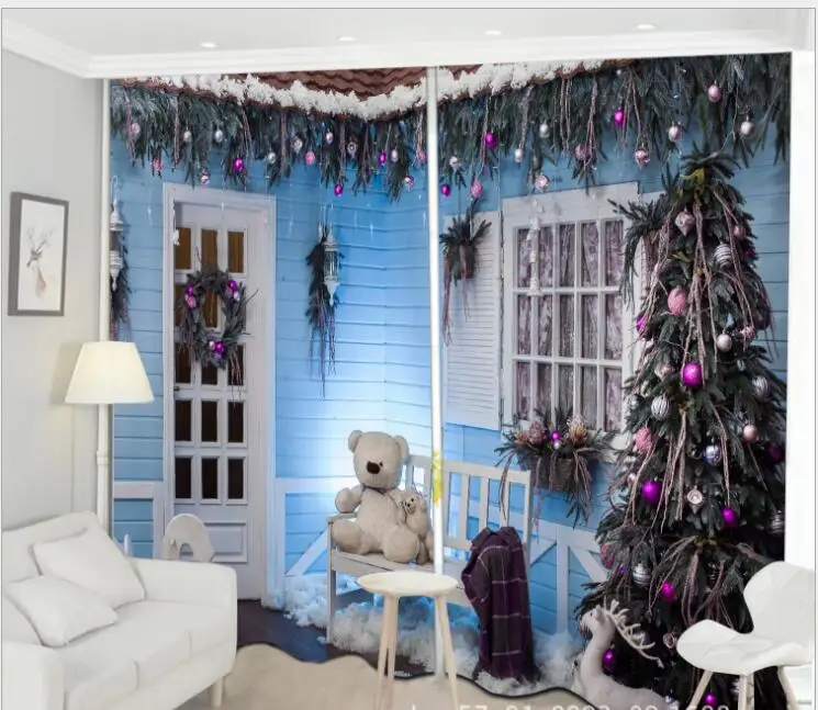 Рождественская занавеска роскошные затемняющие 3D Оконные Занавески для