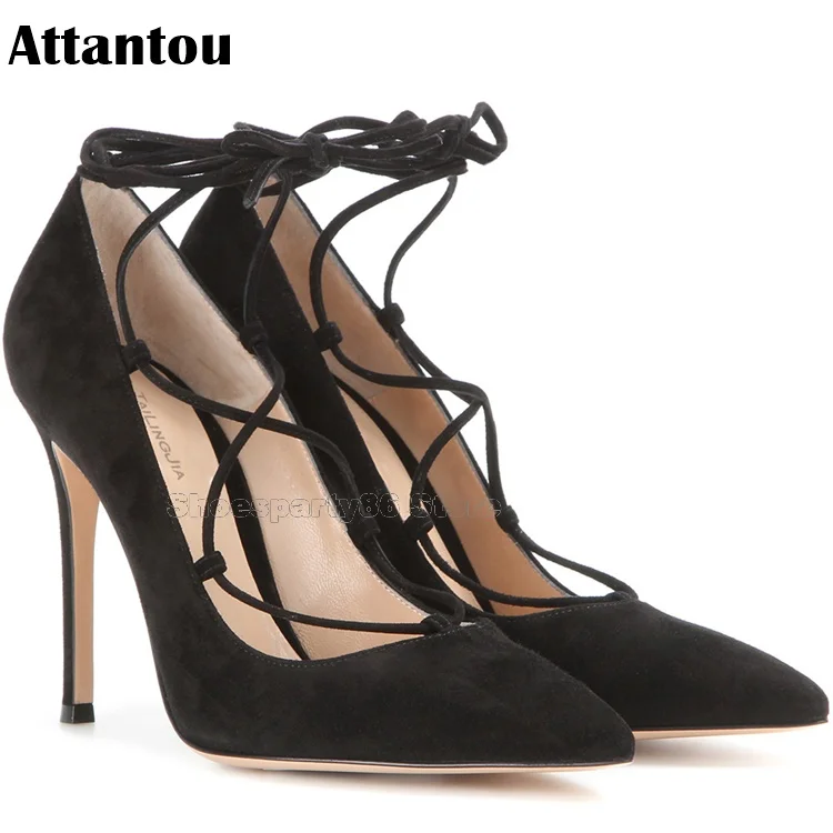 

Fashion Pointed Toe Thin High Heel Lace Up Gladiator Shoes Office OL Lady Party Shoes Stiletto Heeled Shoes