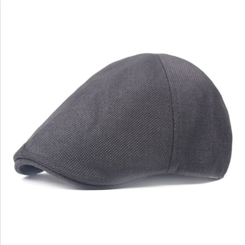 Brand retro hemp beret Solid hat women spring and summer coarse cloth linen cap Casual men K-1 | Тематическая одежда и
