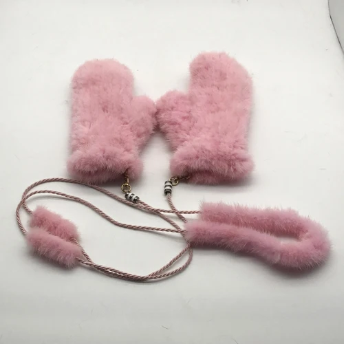 PINK Роскошные зимние перчатки из натурального меха норки, женские вязаные перчатки из натурального меха норки, Хорошие эластичные варежки из меха норки для девочек - Цвет: PINK