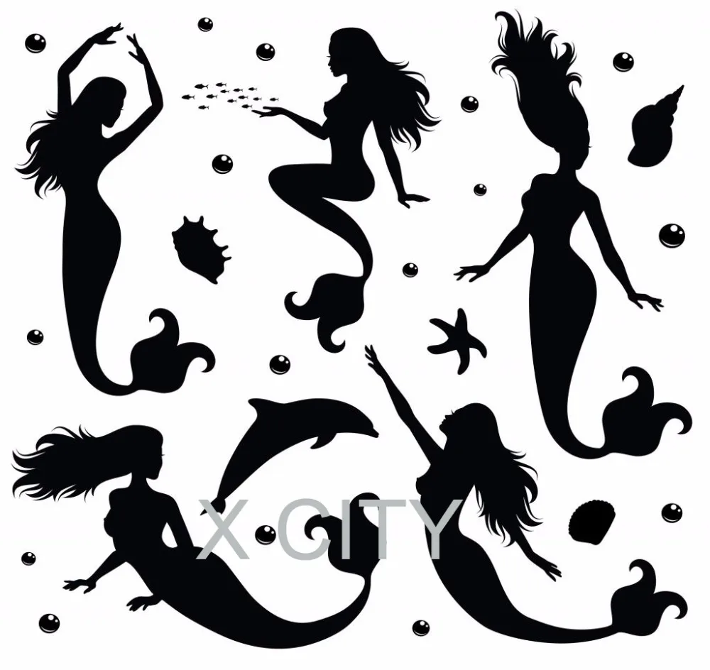 Наклейка на стену с изображением морских ракушек русалки Морской Декор