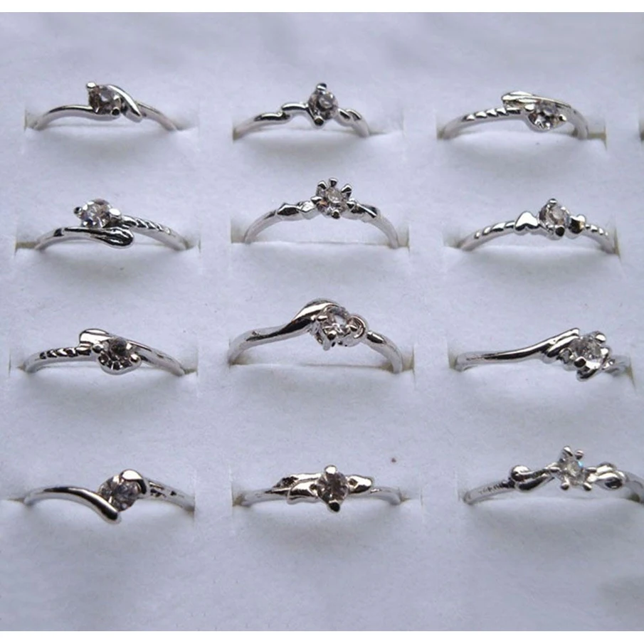 10Pcs/lots Wholesale Jewelry Mixed Style Tibet Silver Vintage Rings For Women Girls Crystal midi rings Small Size | Украшения и