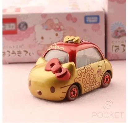 Hello kitty кавайная мини-модель автомобиля из сплава мини-Игрушечная модель автомобиля маятник украшение автомобиля коллекция хобби Ограниченная серия - Цвет: Золотой