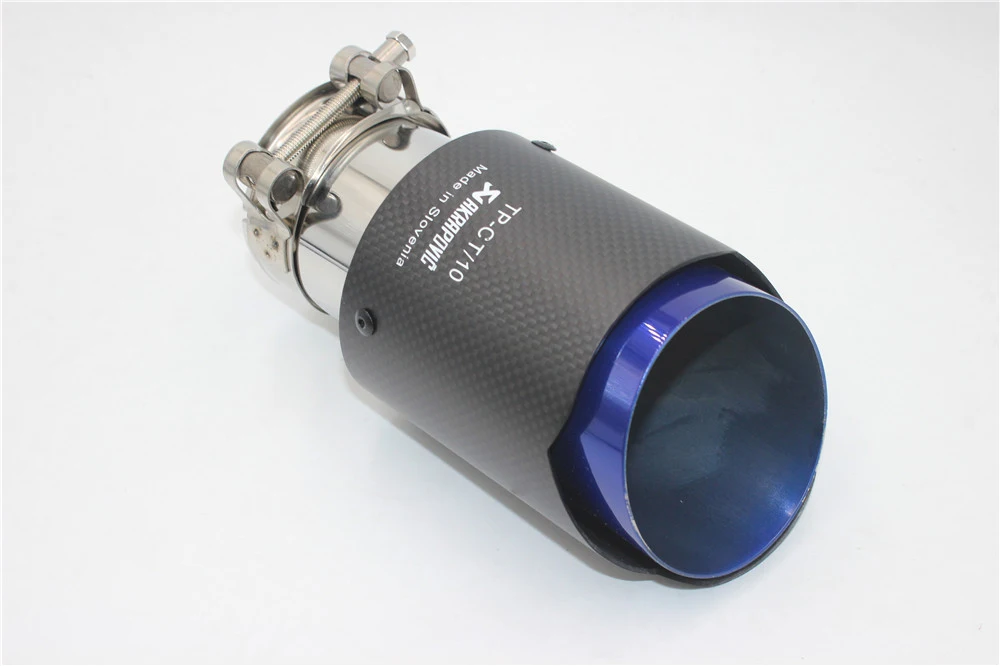 1 шт. вход 63 мм выход 89 мм Универсальный наконечник выхлопной трубы akrapovic наконечник из углеродного волокна+ синий концевой выпуск глушитель наконечник