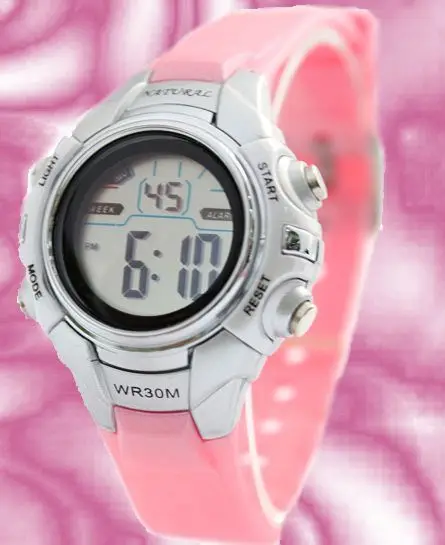 ALEXIS розовый хронограф Подсветка Черный Ободок водостойкий дамы девушки цифровые