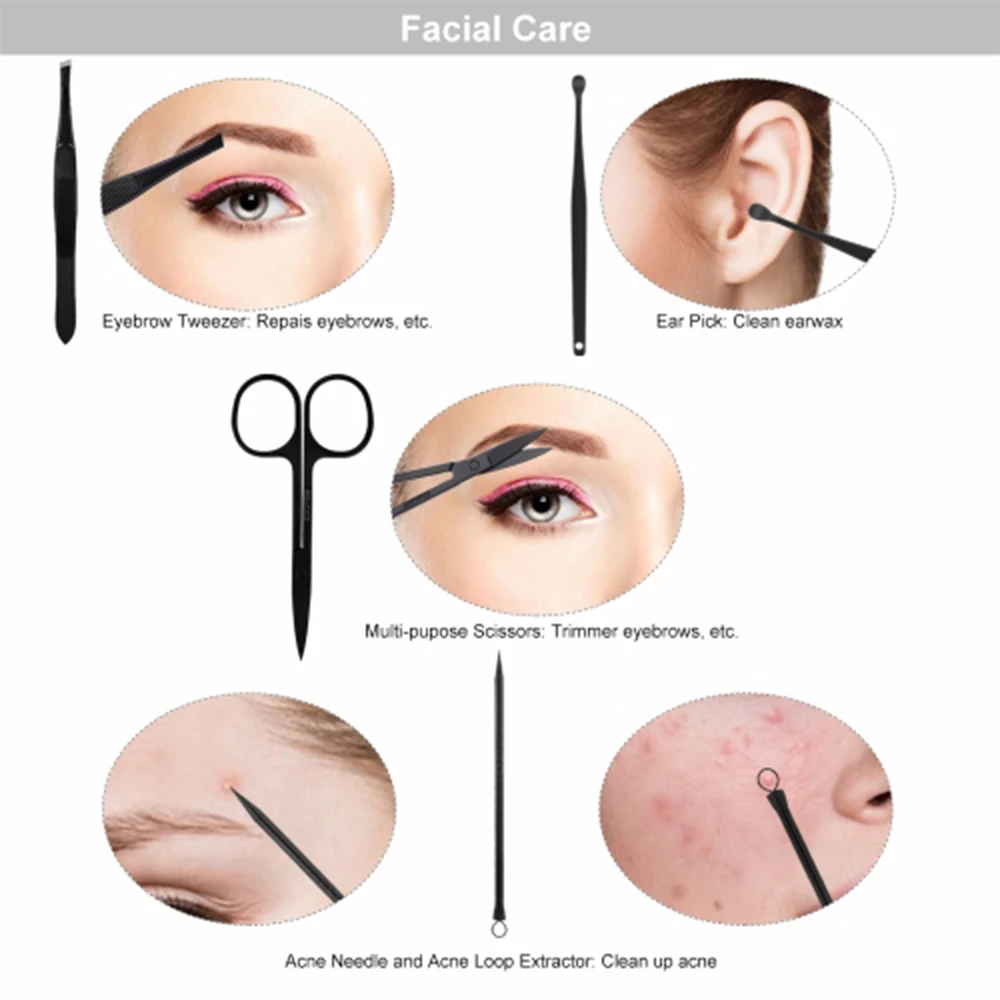 

15 Pcs Nail Manicure Sets Stainless Steel Nail Tools Kits Nails Cutters Manicure Pedicure Finger Toe Scissors Nails File