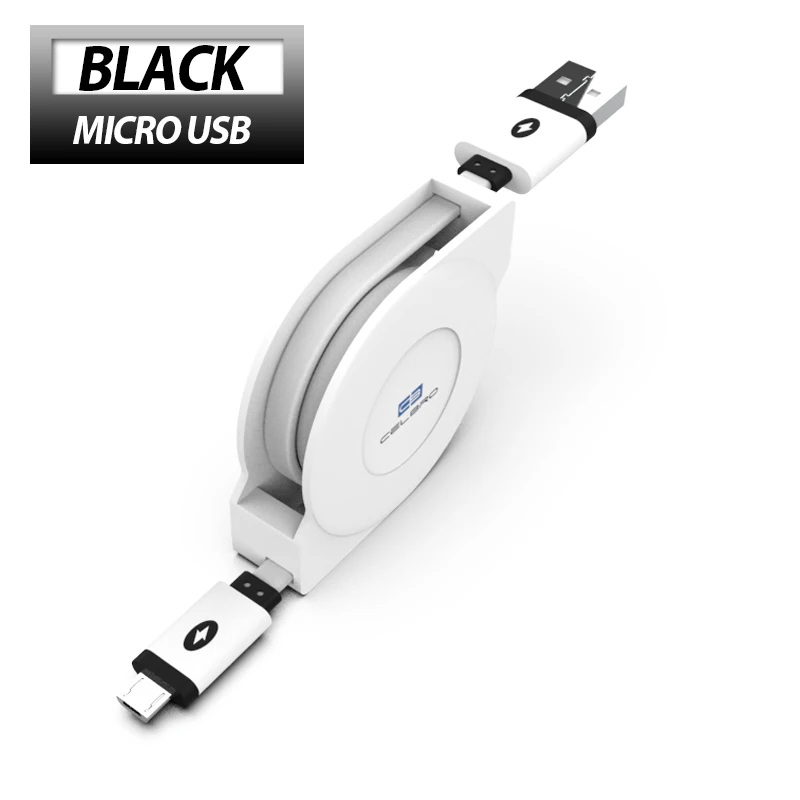 black cable Выдвижной микро Usb кабель для зарядки Android для huawei P8 Lite samsung J2 J5 J7 Prime 2, адаптер зарядного устройства для мобильного телефона - Тип штекера: black cable