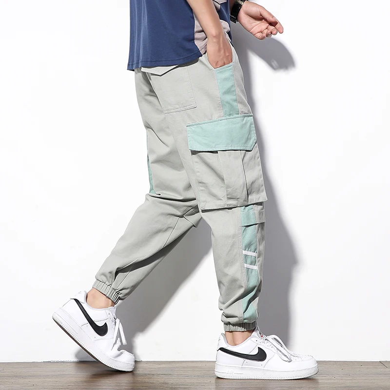 Брюки-карго FUODRAO хлопковые шаровары с карманами для мужчин брюки-карго бега в