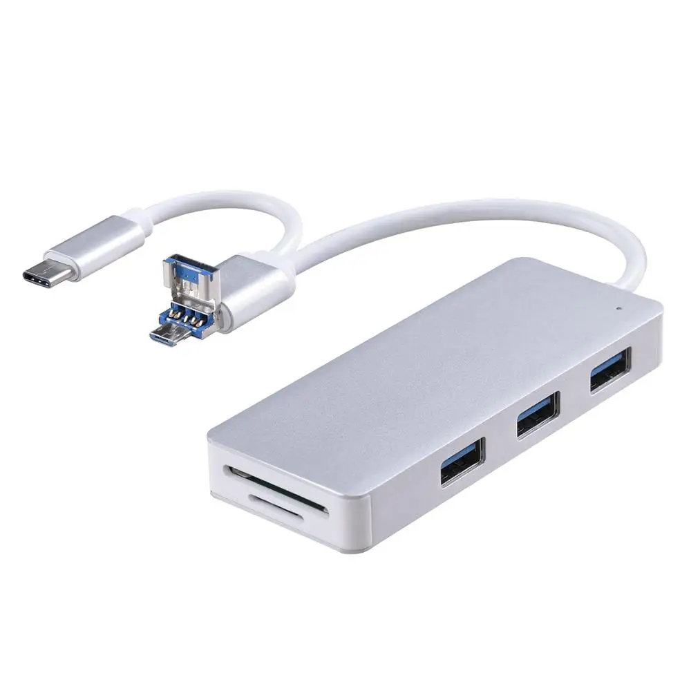 Leadzoe кардридер Тип C 3,0 SD/Micro SD TF смарт-карта памяти адаптер для ноутбука USB 3,0 концентратор 3 порта разветвитель OTG кардридер