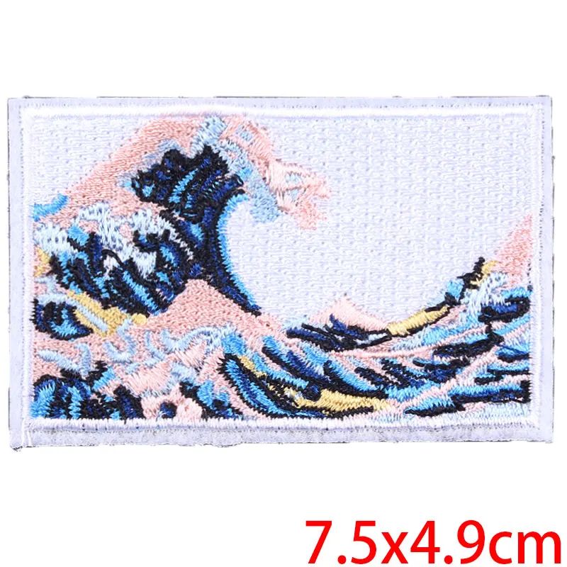 Prajna The Great Wave Off Kanagawa аппликация нашивки значки Вышивка Железо на заплатах для