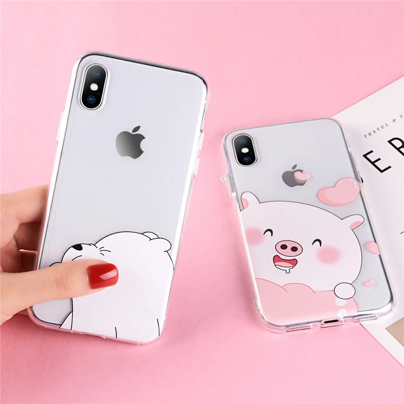 Чехол для телефона Lovebay iPhone 6 6s 7 8 Plus X XR XS Max Модный милый мультяшный медведь свинья