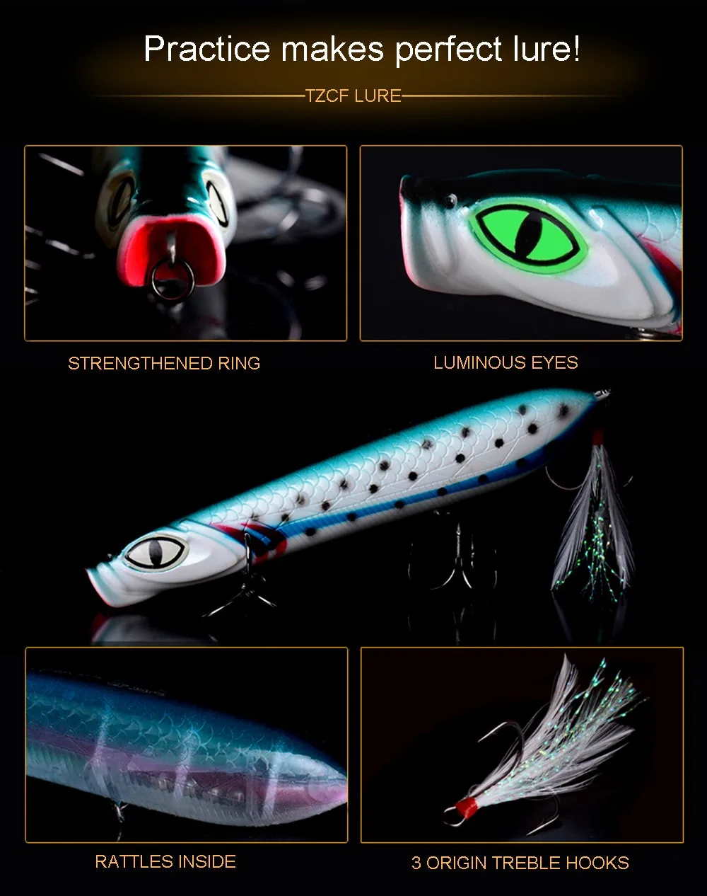 Topwater карандаш пресноводный карандаш светящийся глаз Приманка для рыбалки 100 мм 18 г
