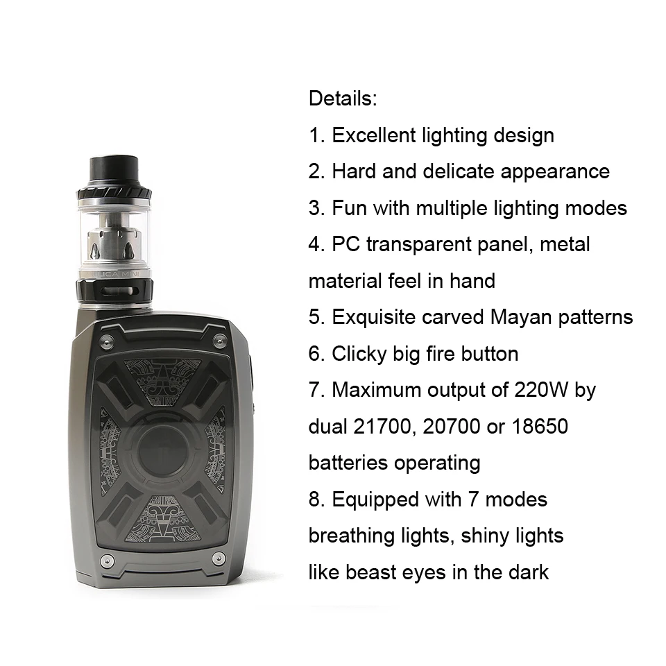Оригинальный Tesla XT 220 Вт комплект с Tallica Mini Tank Teslacigs электронная сигарета Vape RGB