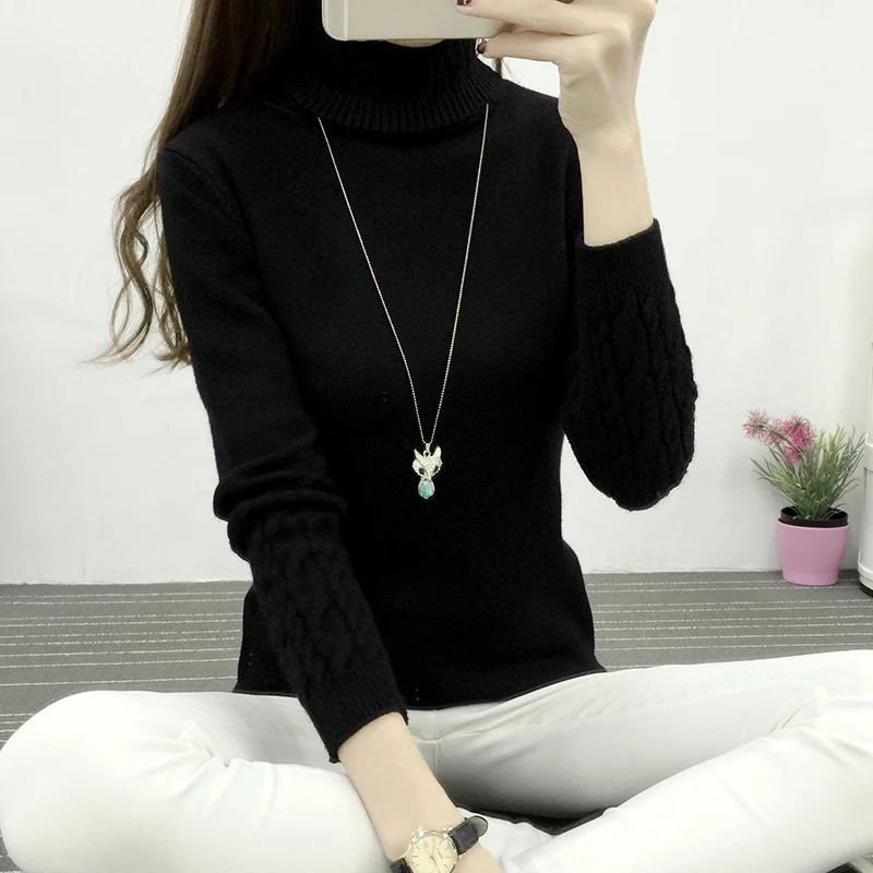 Fashion High Collar Lady Sweater 2020Women Pullover Knit Shirt Winter women's 5 Colors Quality stripe | Женская одежда