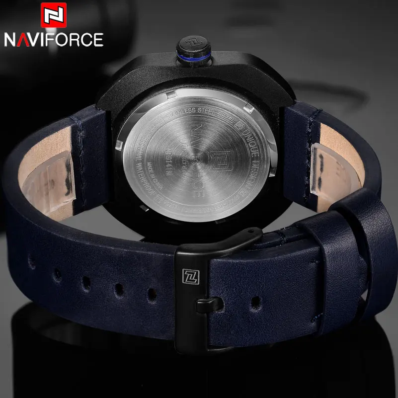 NAVIFORCE мужские спортивные часы кожаные креативные Аналоговые кварцевые наручные часы мужские топ брендовые водонепроницаемые часы 24 часа Relogio Masculino