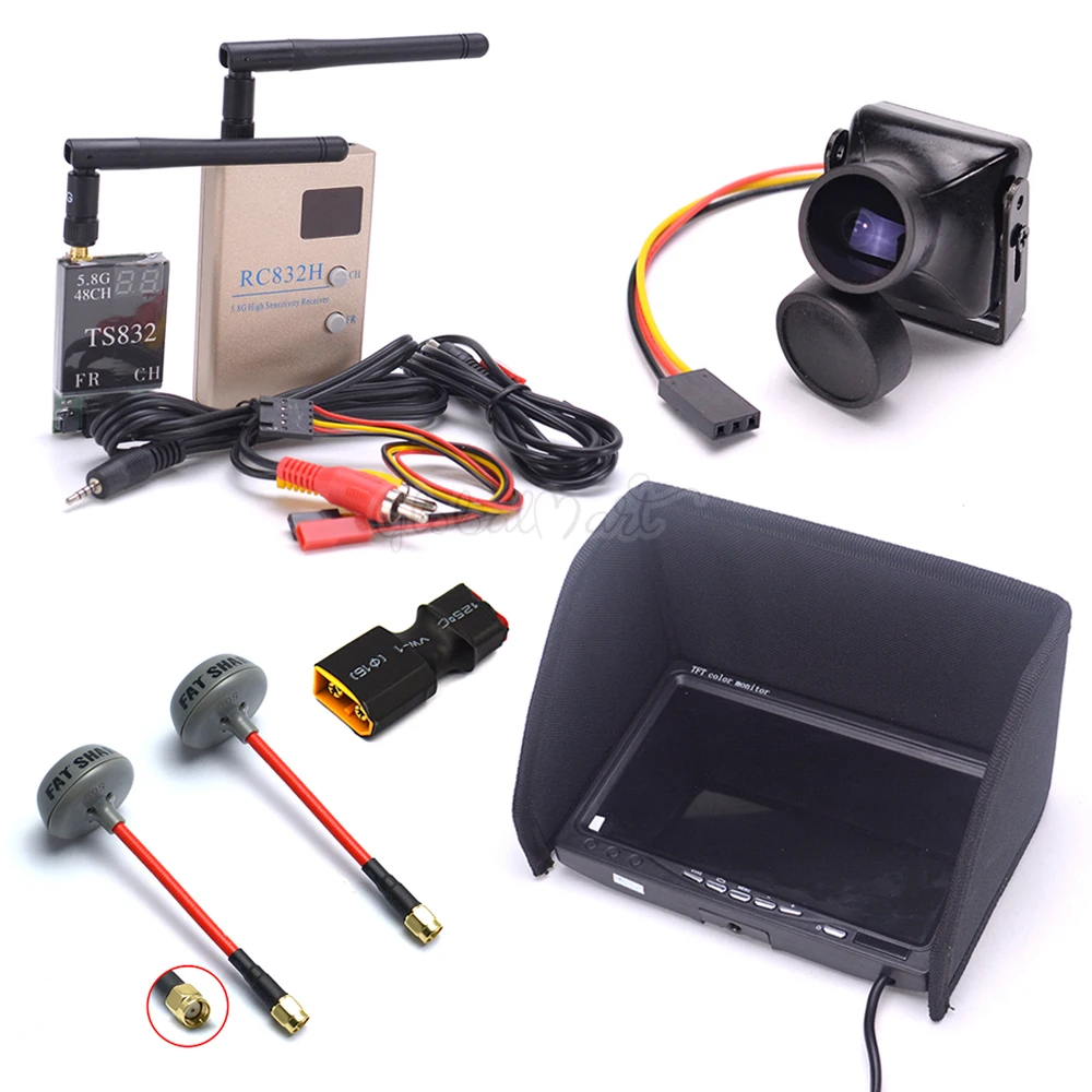 FPV 7 дюймовый ЖК дисплей 1024x600 монитор NO Blue 48CH 600mW TS832 передатчик RC832H RC832 приемник