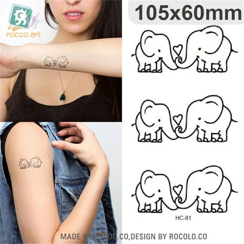 Body Art Sex Products waterproof temporary tattoos for men women cute 3d cartoon Elephant design flash tattoo sticker HC1081