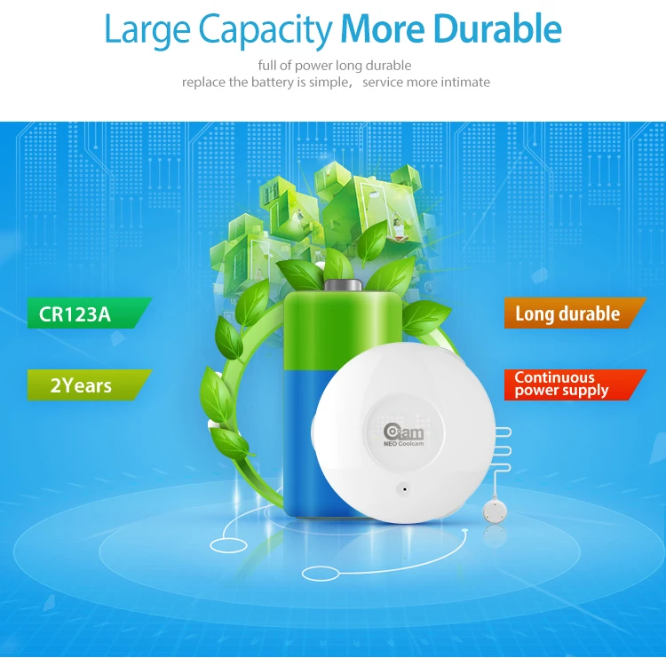 НЕО COOLCAM NAS-WS02Z Z-wave Датчик потока совместим с системой Z wave серии 300 и 500 серии домашней автоматизации
