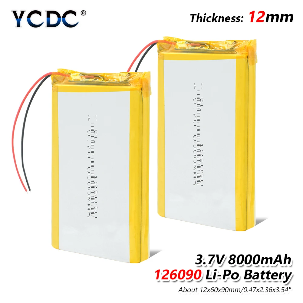 1/2/4 шт 3 7 V 8000mAh Li Po Перезаряжаемые Батарея 126090 для MP4 планшетный ПК DVD gps MID Bluetooth