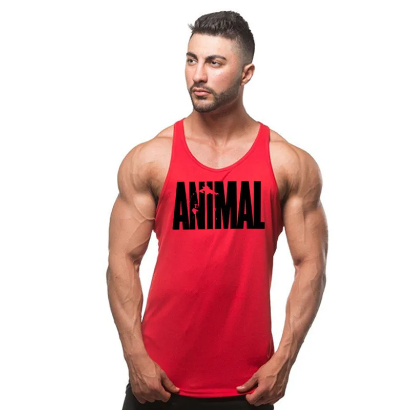 animal red Бренд для бодибилдинга спортивные мужские Майки Спортивная безрукавка Спортивная Фитнес Мужская одежда для спортзала без рукавов рубашки мускулатуры - Цвет: animal red